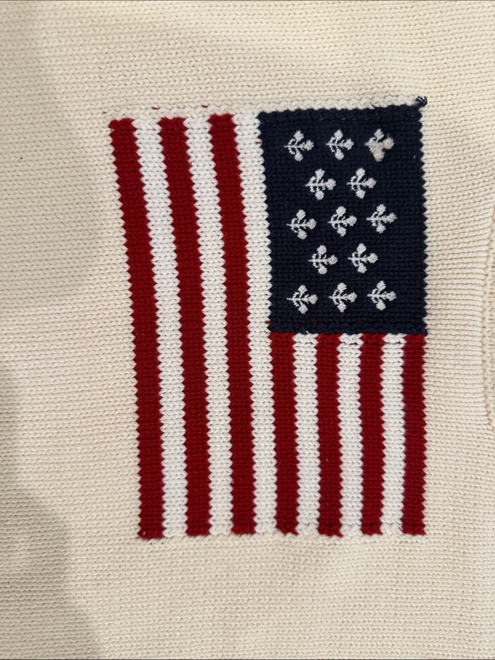 Cream Crewneck Flag Knit Sweater - Picture 2 of 3